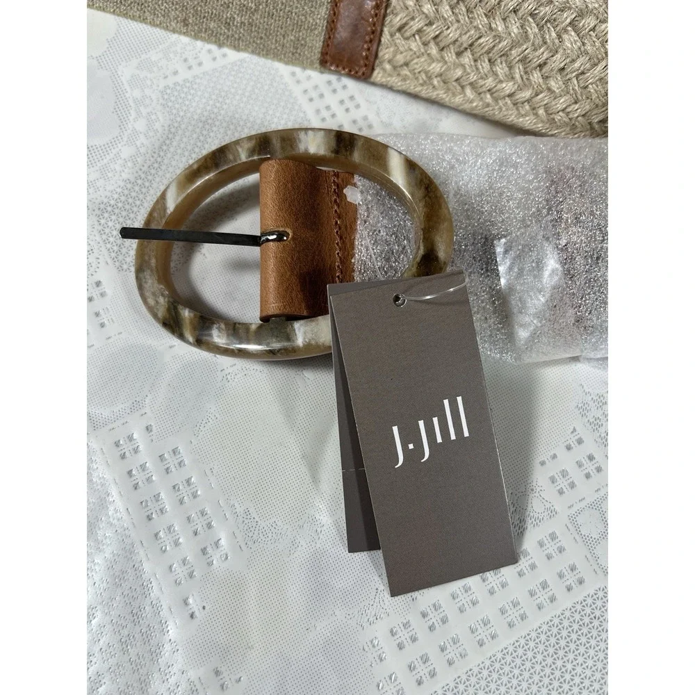 NWT J.Jill brown Genuine Leather With 100% Jute Size XL Dk Natural (BLT194621)